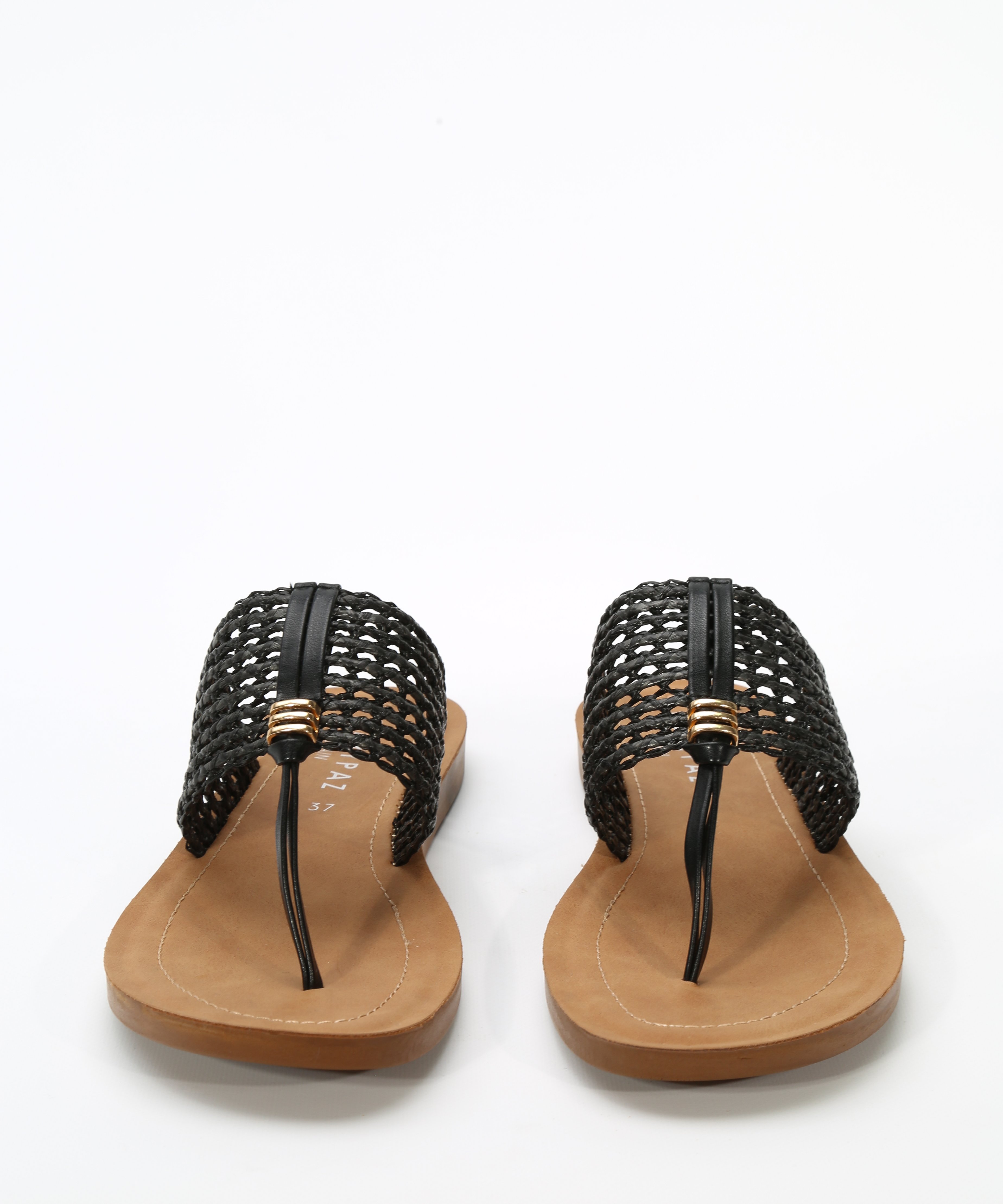 Sandalias planas rejilla rafia